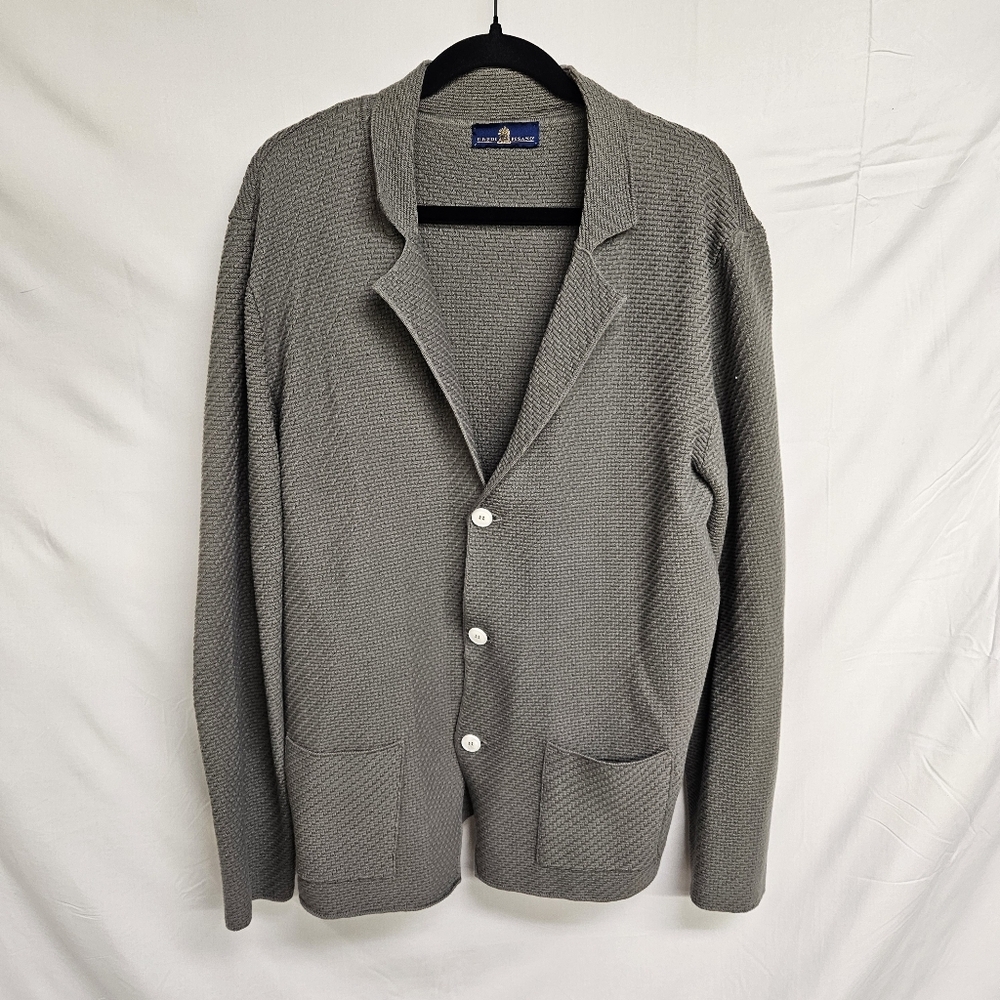 Eredi Pisano Sweater Mens Size 54 Gray Cardigan 100% Cotton Button Up V NWOT